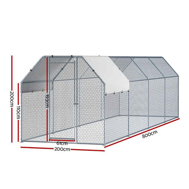 i.Pet Chicken Coop Cage Run Rabbit Hutch Large Walk In Hen House Cover 8mx2mx2m